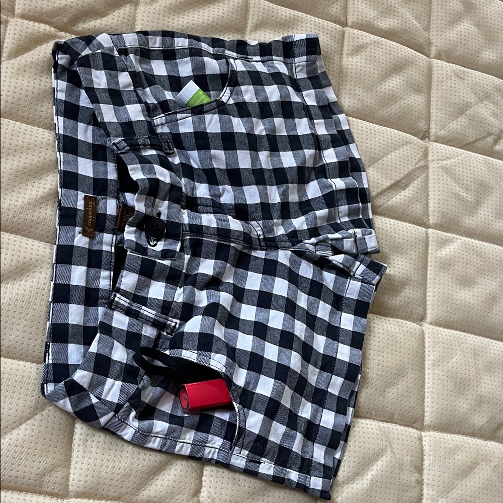 Copper Key Black and White Checkered Jean Shorts